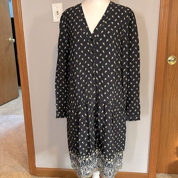 Garnet Hill vneck button up dress size 10 - Picture 1 of 7